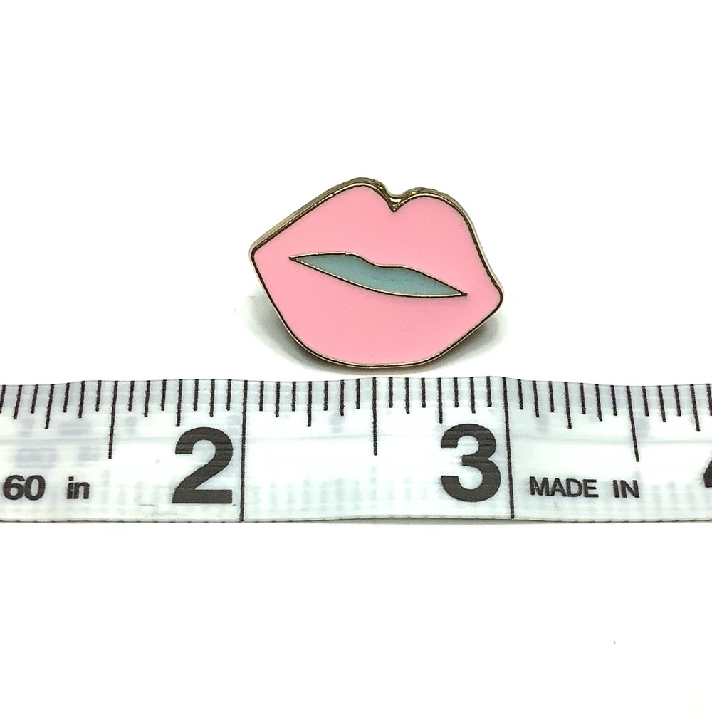 Pink Lips Kiss Enamel Pin Brooch - Picture 4 of 8